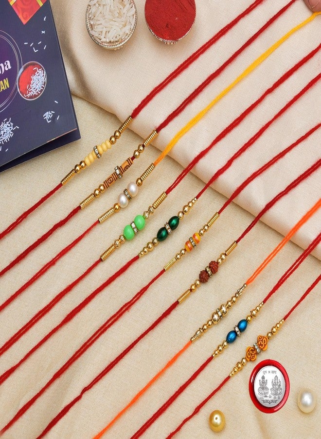 موبيسون مجموعة موبيسون مكونة من 10 مجموعة دورا راخي للأخ، بهايا، بهابهي لراخي/راكشاباندان مع رولي شاوال وبطاقة تهنئة | سلة راخي المميزة RKHMPR11 - Image 1